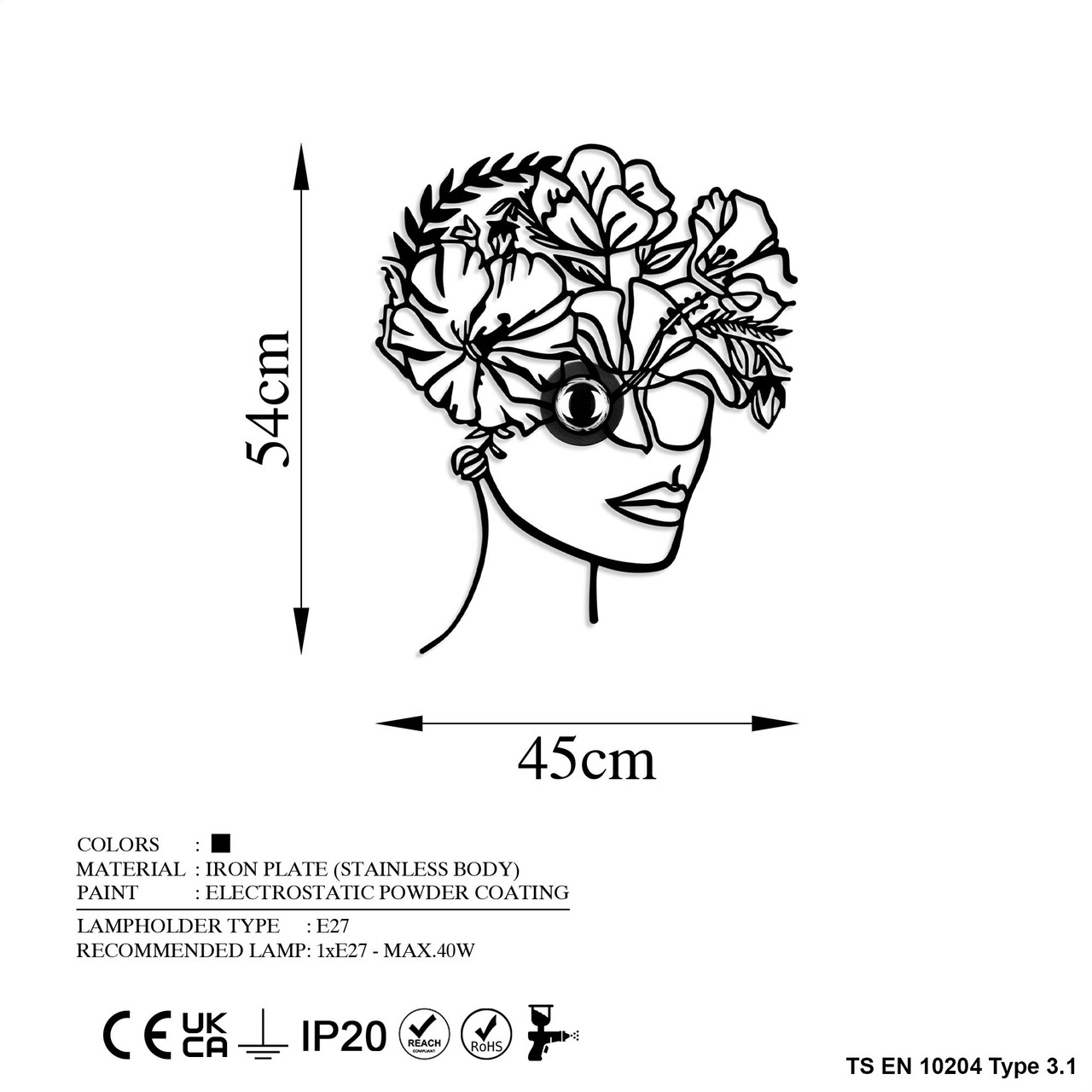 Aplica de perete, Shadow, 526SHD1168, Metal, Negru