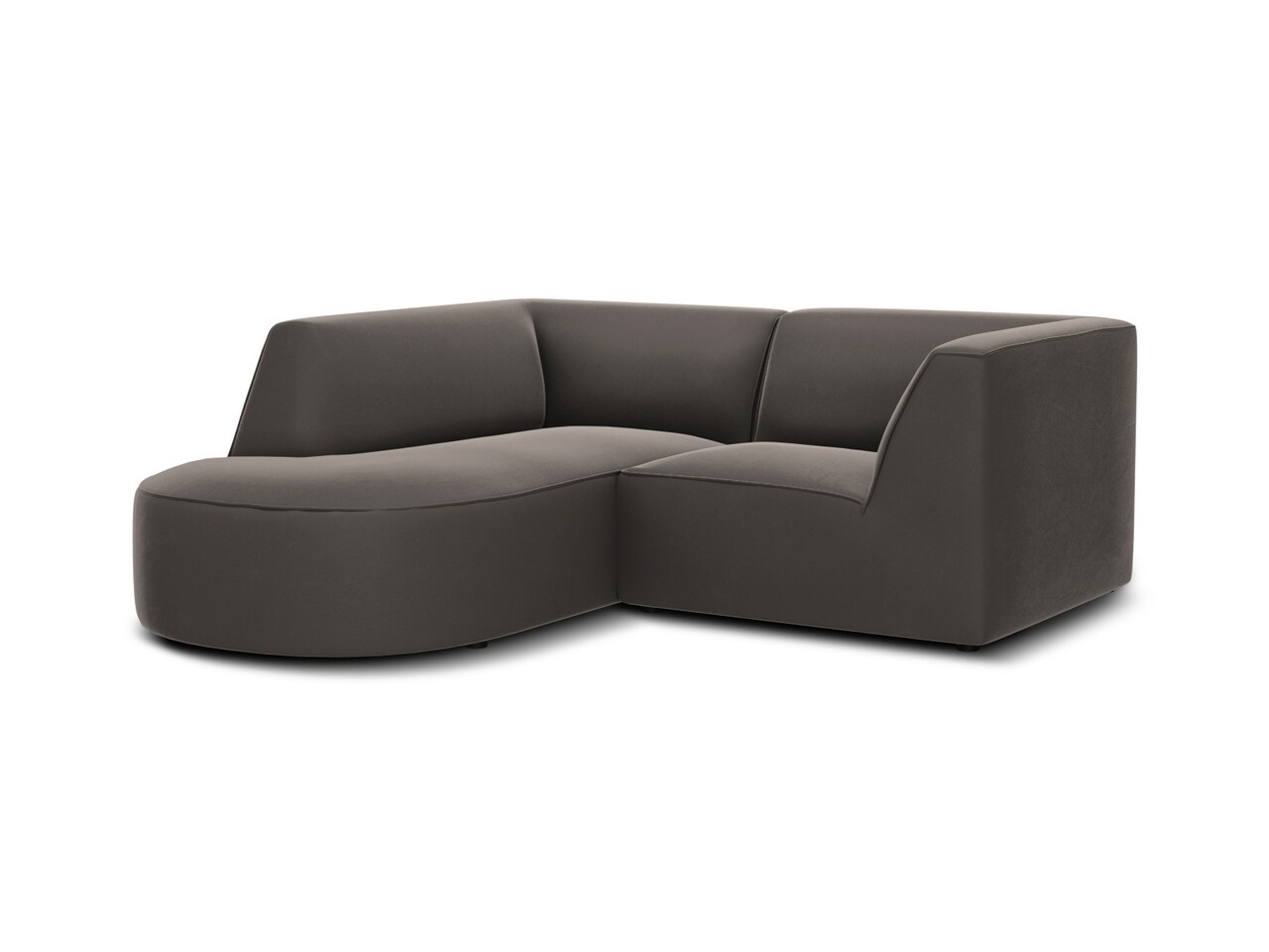 Coltar modular stanga 3 locuri, Ruby, Micadoni Home, BL, forma rotunjita, 186x180x69 cm, catifea, gri inchis