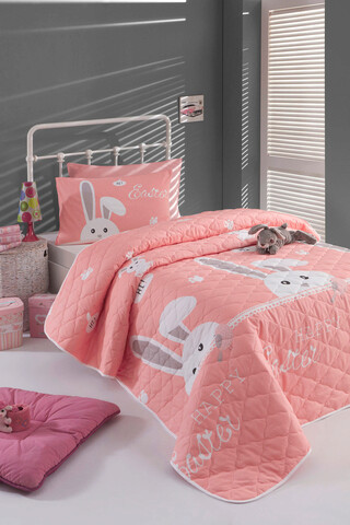 Set cuvertura dubla 3 piese, Rabitto – Pink, EnLora Home, Bumbac Ranforce bumbac imagine 2022