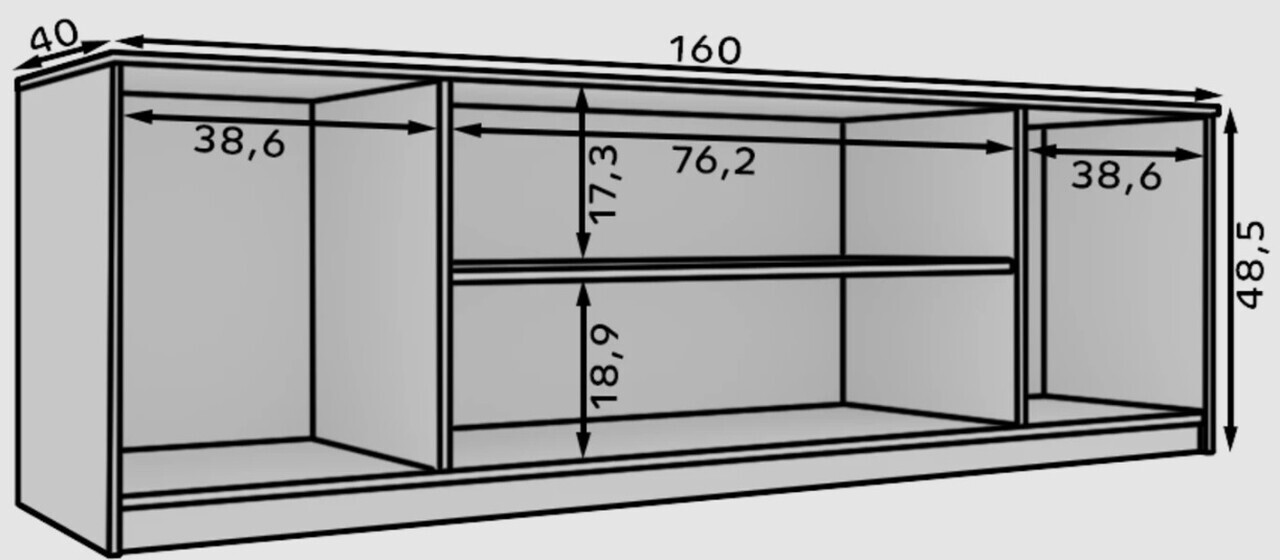 Comoda TV ADRK, Evi I, 160x40x48.5 cm, PAL laminat, artisan — imaginea 7
