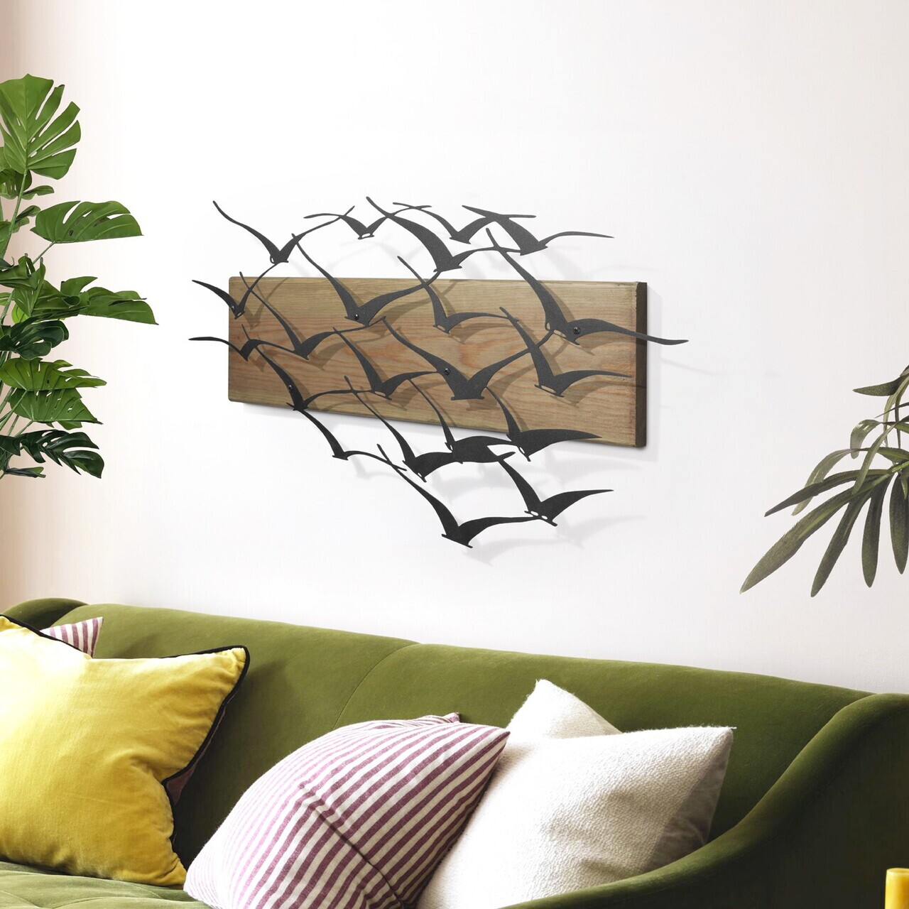 Decoratiune de perete, Ventus, Cadru: Lemn (Grosime: 2 cm), Verde/Negru — imaginea 5