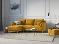 Coltar extensibil reversibil, Pansy, Mazzini Sofas, 4 locuri, cu lada de depozitare, 220x150x90 cm, catifea, galben