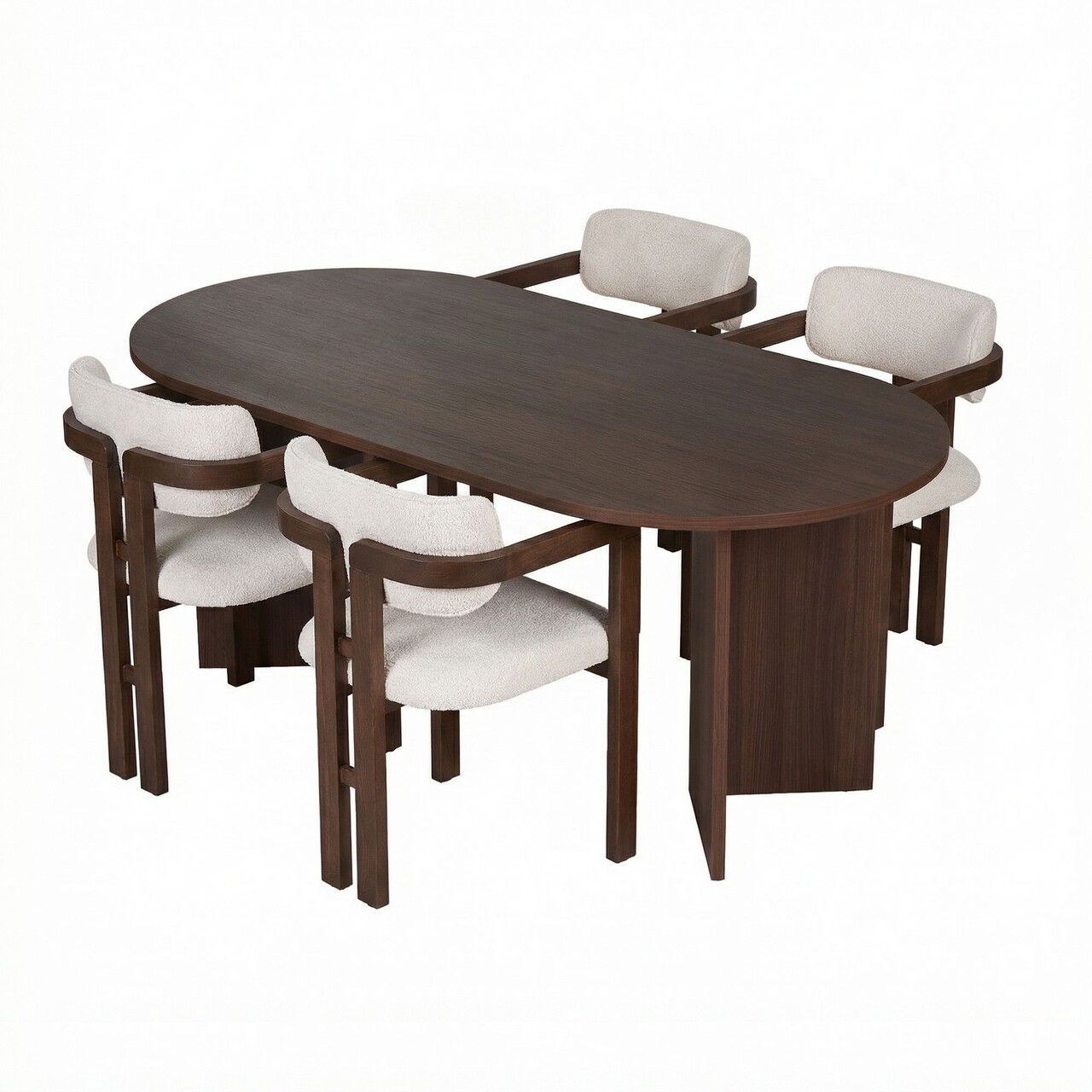Set masă și scaune (5 bucăți), Hanah Home, Meridia 4, Nuc Milano / Nuc Închis / Alb - view 3