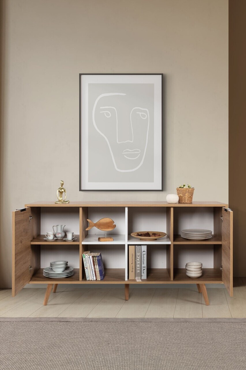 Consola, Hanah Home, Sina 4621, 160x82x44 cm, PAL, Stejar Safir / Alb — imaginea 2
