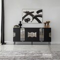 Consola, Neostill, Vienna, 180x80x40 cm, PAL, Negru / Fume
