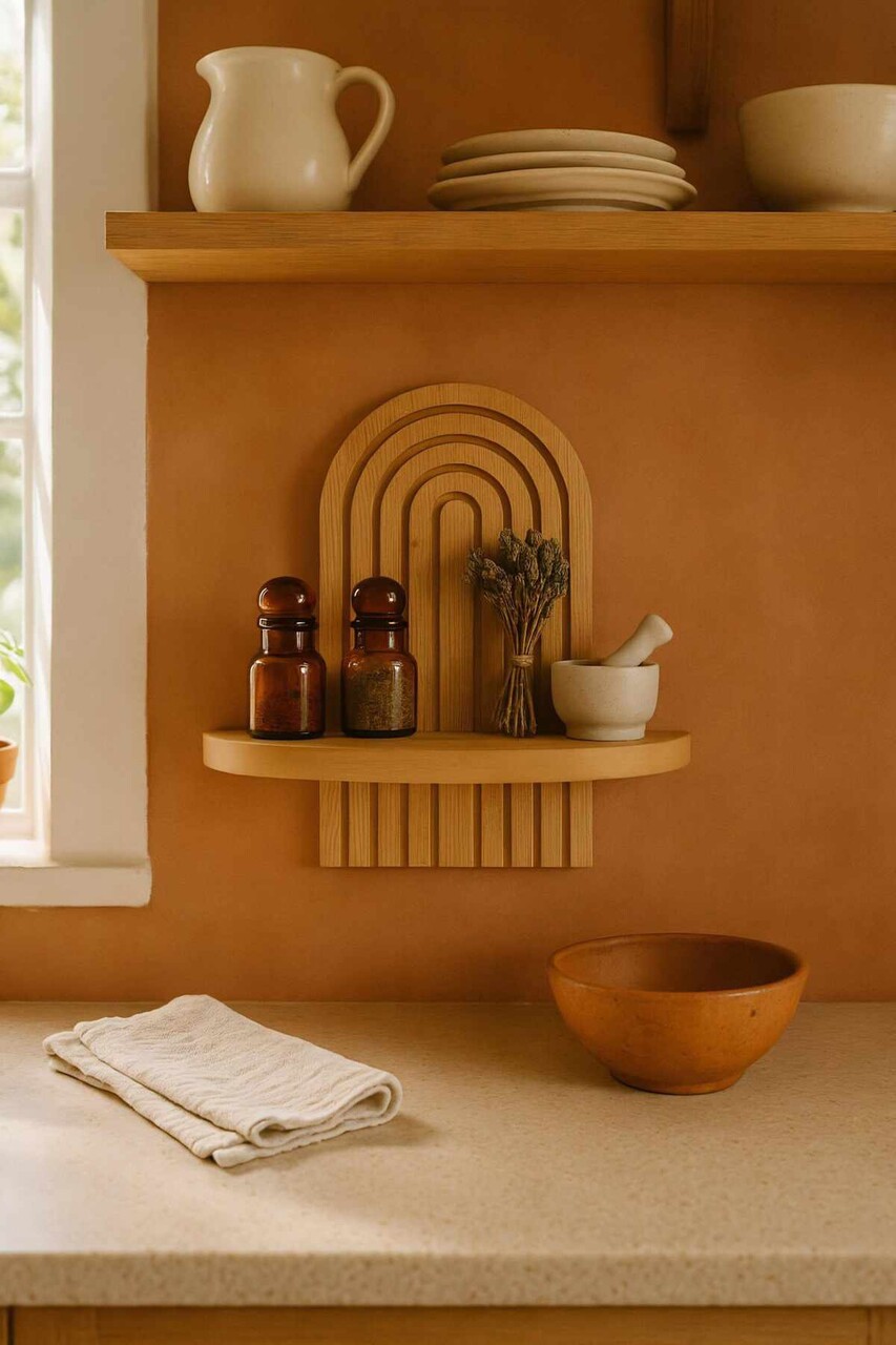 Raft de perete, Hanah Home, Artmtkwll1, 20x35x13 cm, Stejar - view 2