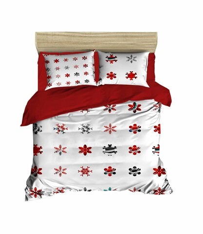 Poza Lenjerie de pat dubla Xmas-428, Pearl Home, 3 piese, amestec bumbac, multicolor