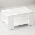 Masuta de cafea, Inarch, Lina, 90x43 cm, PAL, Alb / Marmura