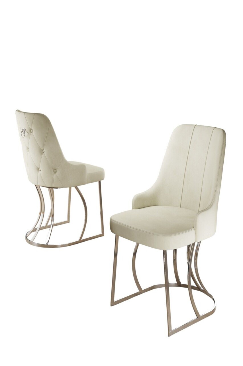 Set scaune 2 piese, Hanah Home, Puva, Crem / Crom — imaginea 2