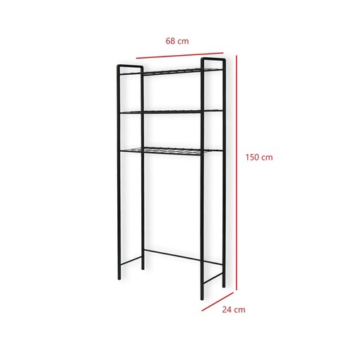 Dulap masina de spalat, Puqa Design, Nigel, 24x68x150 cm, Metal, Negru