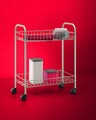Carucior cu 2 rafturi bucatarie/baie Madrid, Metaltex, 41 x 23 x 51 cm, metal/invelis din plastic LDPE, gri