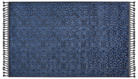 Covor de hol, Las Monte 3010, 80x150 cm, 60% bumbac;40% fibre acrilice, Gri/Albastru Marin