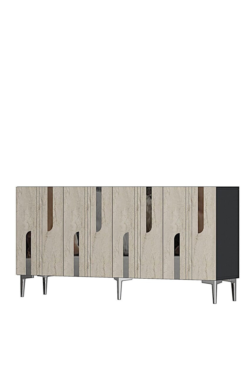 Consola, Hanah Home, Nota 150, 150x75x32 cm, Antracit / Travertin / Argint — imaginea 4