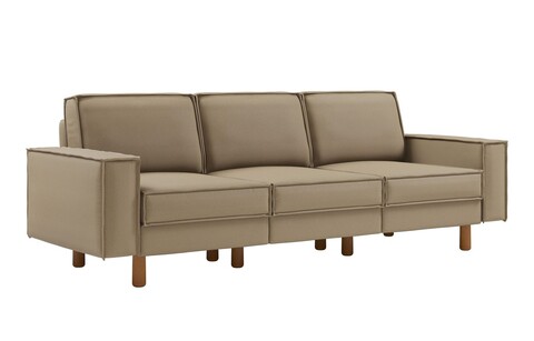 Canapea 3 locuri, Atelier del Sofa, 918CMF1258, Cadru: 100% OȚEL, Plajă / Nuc