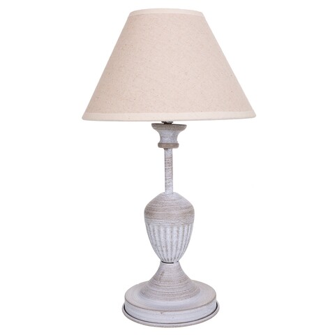 Lampa de masa Clasic, Creaciones Meng, 33 cm, 1 x E14, 40W, metal, gri deschis/alb