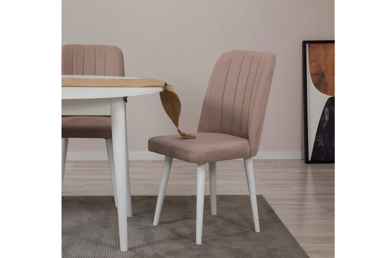 Set masa extensibila si scaune, Hanah Home, Vina 0900, Alb / Piatra - imagine 4