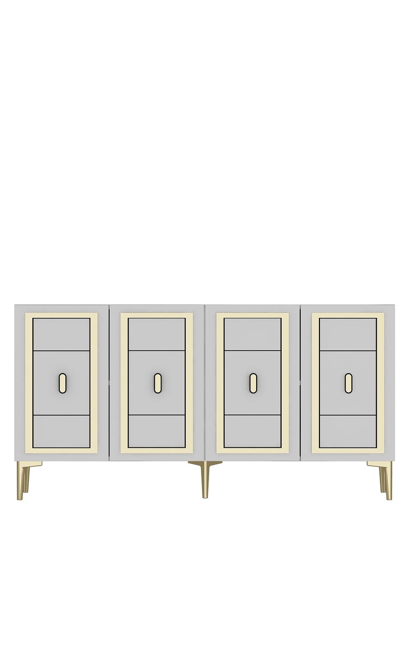 Consola, Hanah Home, Orion, 150x75x35 cm, PAL , Alb/Auriu - view 3