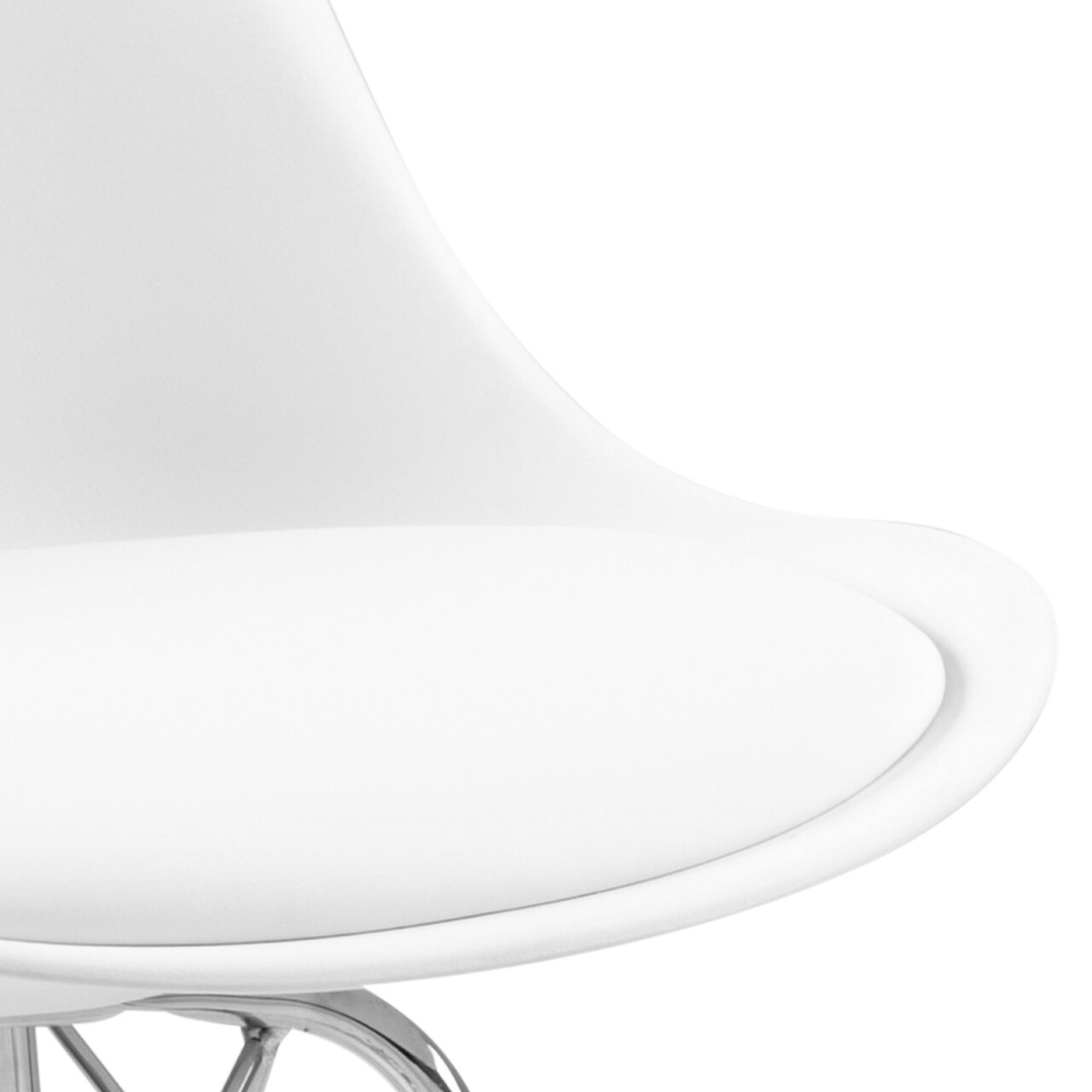Scaun Eris, Actona, 48.5x54x85.5 cm, piele ecologica/otel, alb/crom - view 3