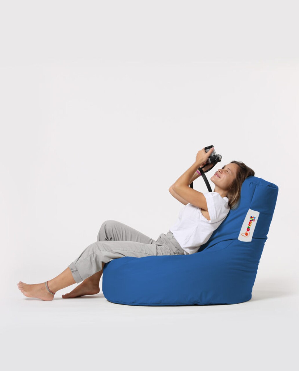 Fotoliu Puf, Bean Bag, Ferndale Lina, 70 X 80 Cm, Poliester Impermeabil, Albastru