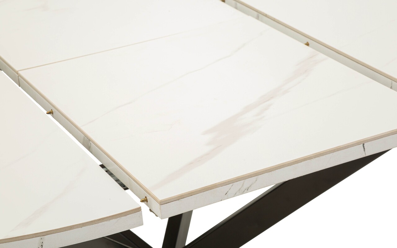 Masa extensibila dining, Mauro Ferretti, Martin, 100-140x75 cm, metal/ceramica, negru/alb - imagine 6