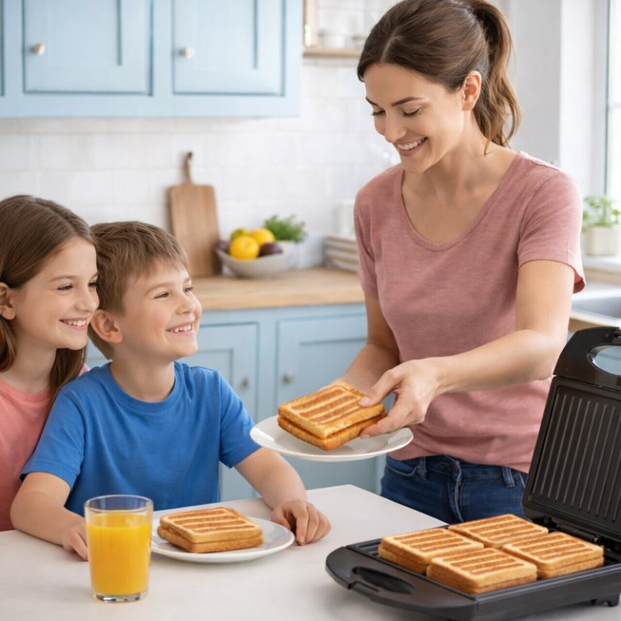 Sandwich maker Beper, 1400W, 26x32.5x10.8 cm, bachelita/otel, negru — imaginea 3