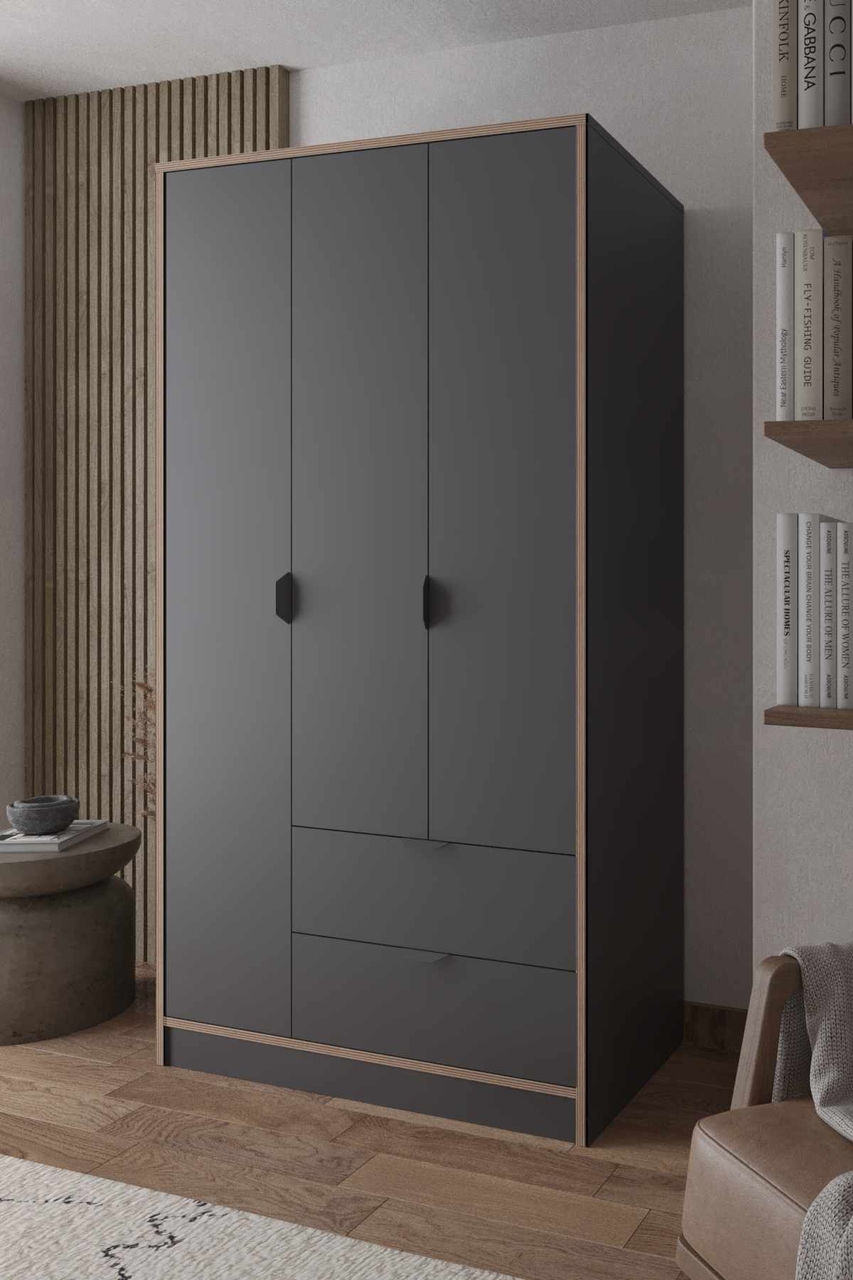 Dulap pentru haine, Hanah Home, Arden 3, 97x182x44 cm, Antracit - view 3