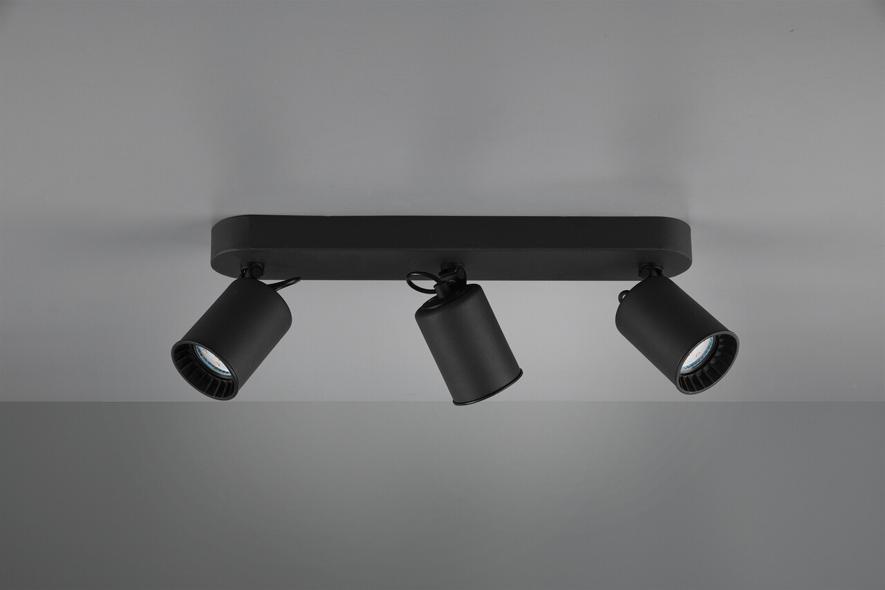 Plafoniera Pago, TRIO, 41x7x15 cm, 35W, 3x GU10, metal, negru mat