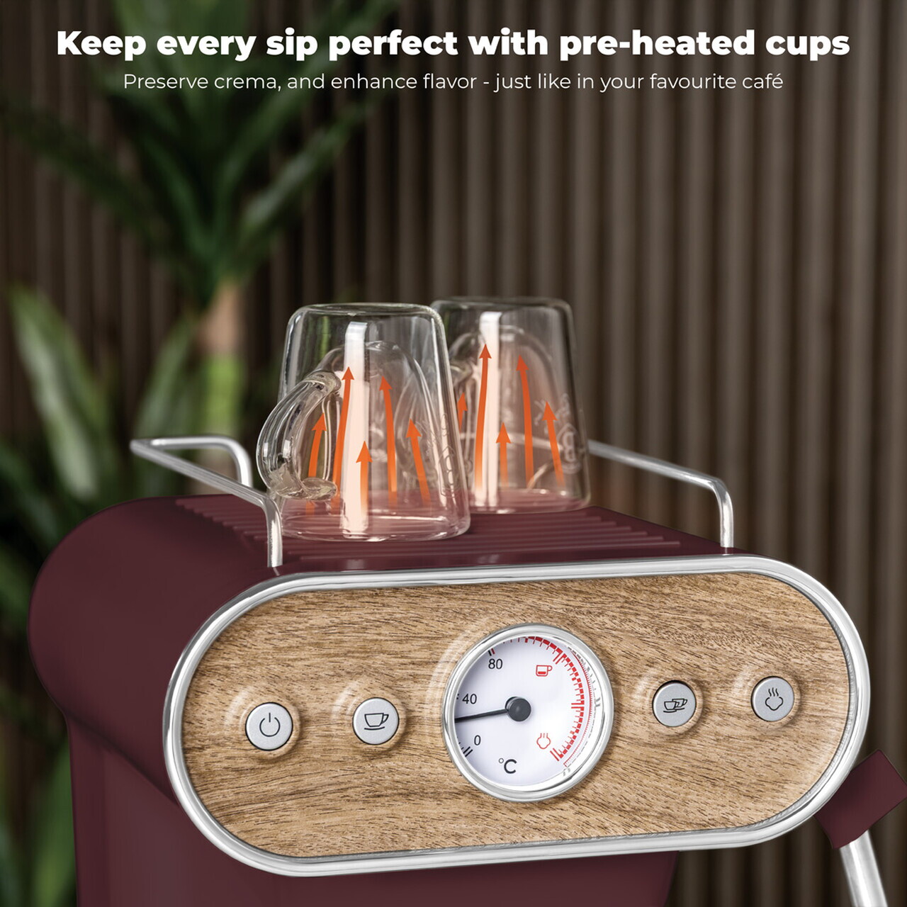 Espressor 3 in 1 Berlinger Haus, Leonardo Nordic, 950W, 23x26.5x30.5 cm, inox, visiniu mat/natur - imagine 7