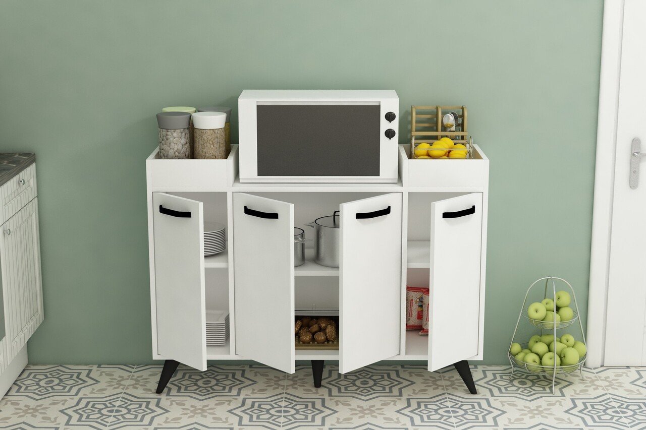 Dulap multifunctional, Coraline, Visar, 120x88.5x35 cm, PAL, Alb - 2 | YEO