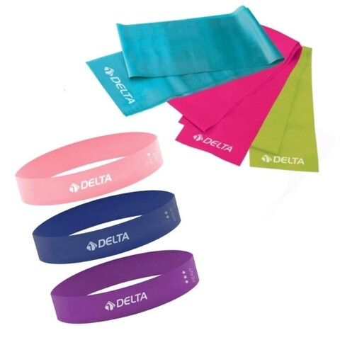 Set 6 benzi elastice 267DLT1106 Mix Tensions, Delta, 90x7.5 cm, cauciuc, multicolor