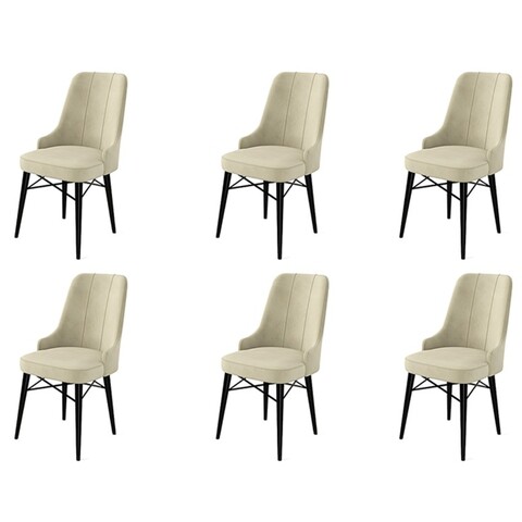 Set de scaune, Charlotte, Pare, Metal, Crem/Negru