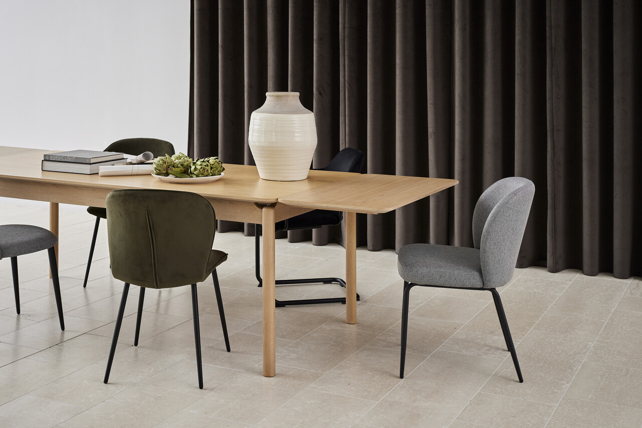 Scaun Evelyn, Actona, 43x58.5x82 cm, tesatura corduroy/otel, verde olive - view 5