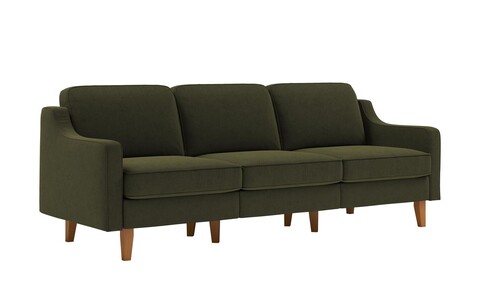 Canapea 3 locuri, Atelier del Sofa, 918CMF1172, Cadru: 100% OȚEL, Verde ulei / Nuc