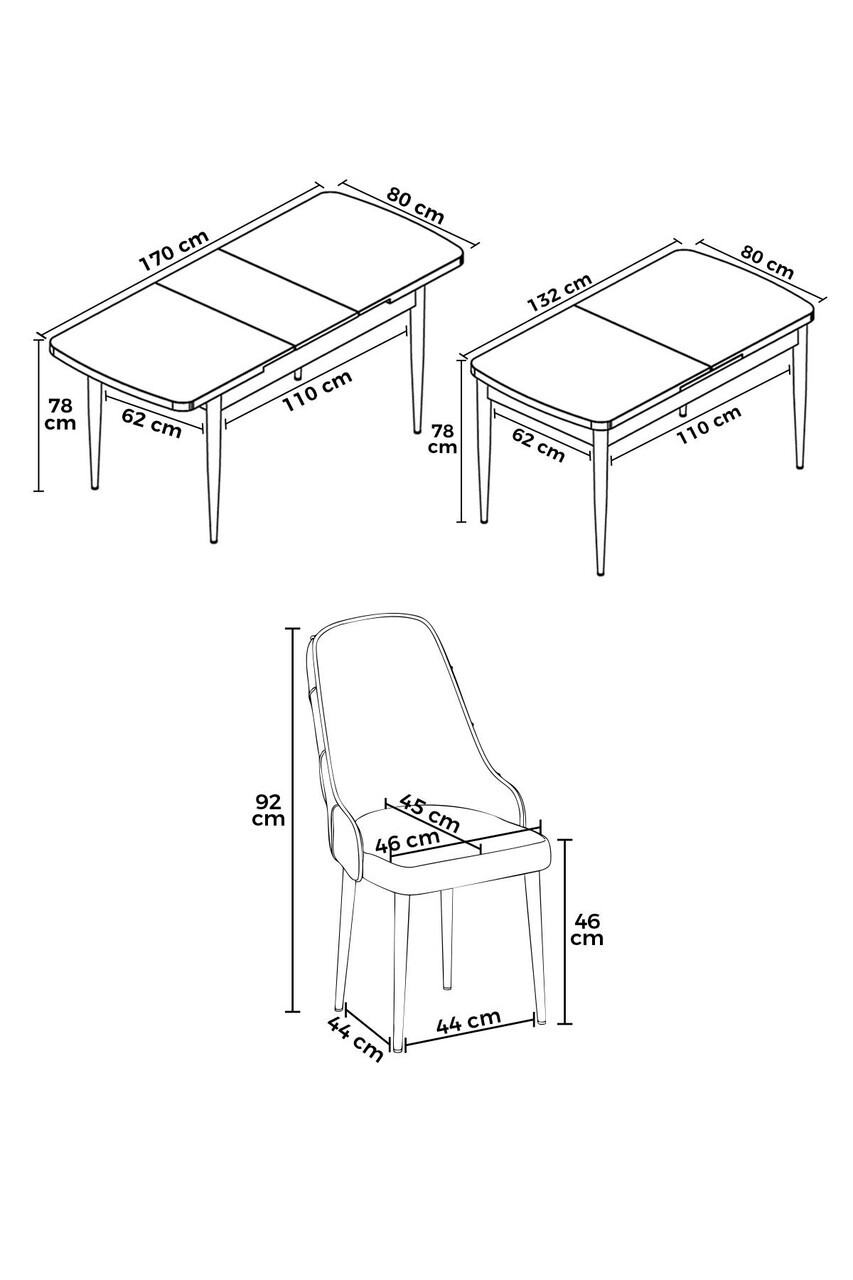 Set masa si scaune (7 piese), Hanah Home, Tia, Alb / Auriu / Gri — imaginea 3