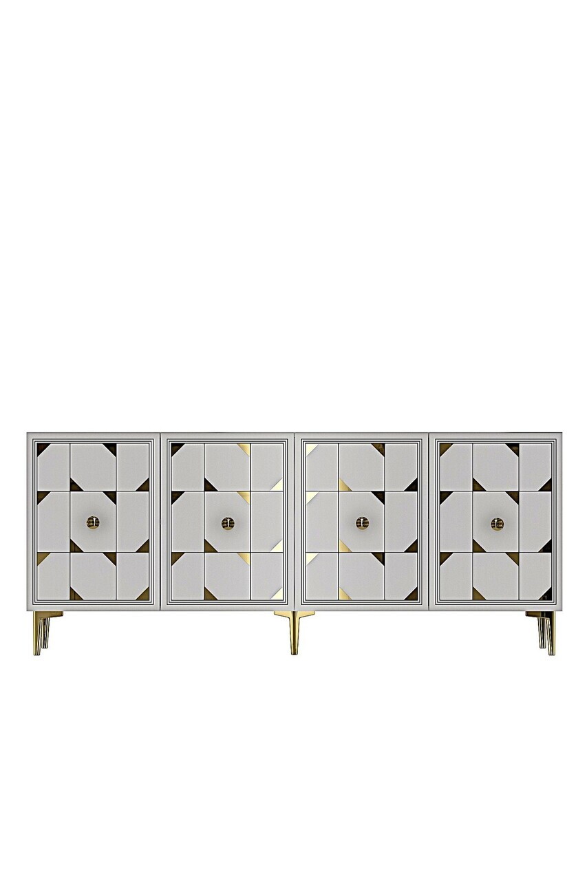 Consola, Hanah Home, Moka 150, 150x75x32 cm, Alb/Auriu — imaginea 4