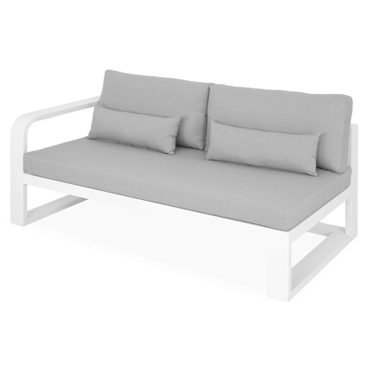 Canapea 2 locuri pentru exterior cu brat pe stanga Fermo, 166x88x63 cm, aluminiu, alb/gri - 1 | YEO