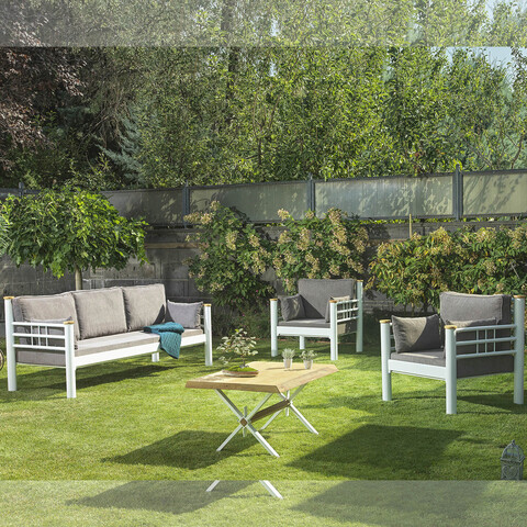 Set mobilier de gradina, heaven, kappis (3+1+1), alb/maro