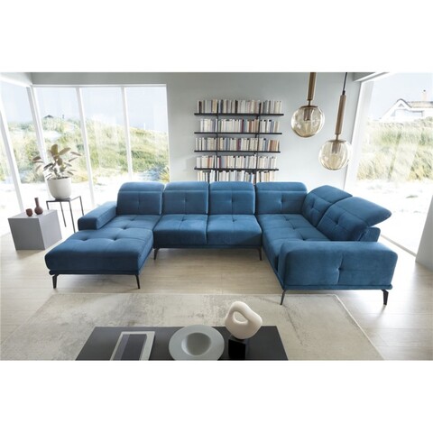 Coltar dreapta 6 locuri ELTAP, RT-38LU, Neviro, 350x201x77 cm, lemn/poliester, albastru deschis