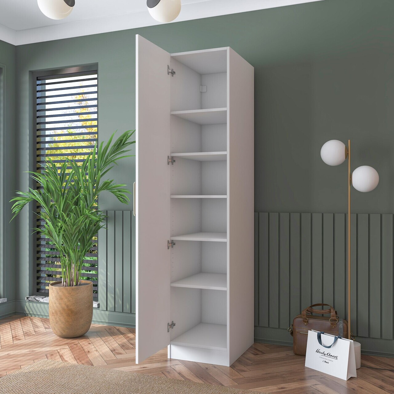 Dulap pentru haine, Hanah Home, BA190, 45x210x57.5 cm, PAL melaminat, Alb - view 4