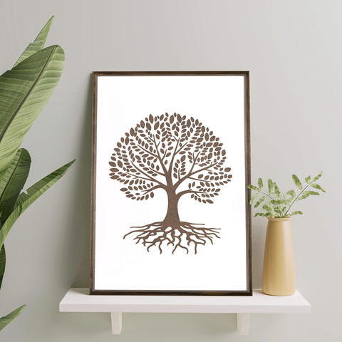Tablou decorativ, td079, lemn, desenat manual, natural