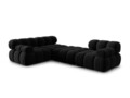Canapea modulara 4 locuri, Bellis-51, Micadoni Home, 282x188x70 cm, catifea, negru