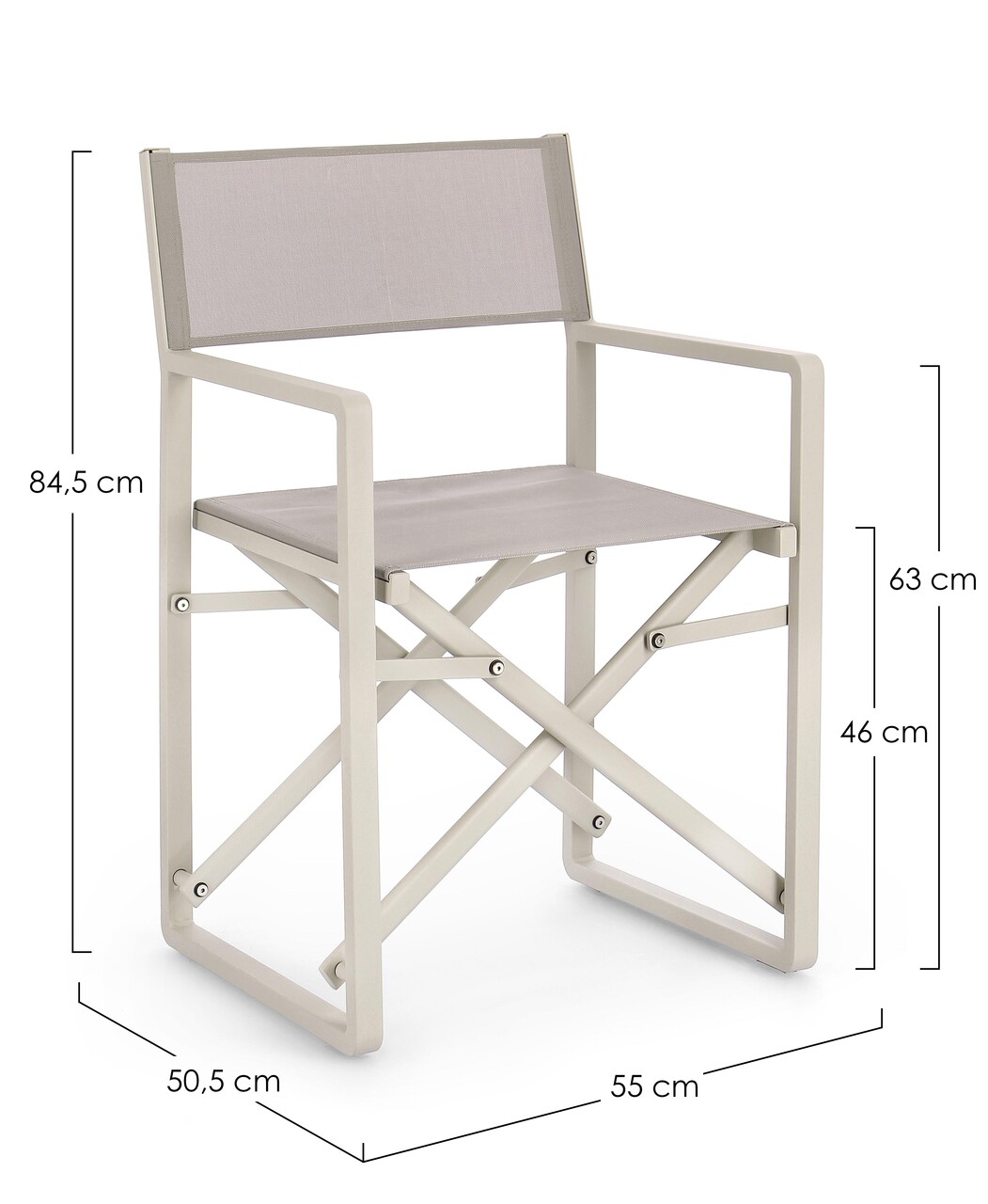 Scaun De Gradina Pliabil Konnor, Bizzotto, 55 X 50.5 X 84.5 Cm, Aluminiu/textilena 1x1, Grej Rastin