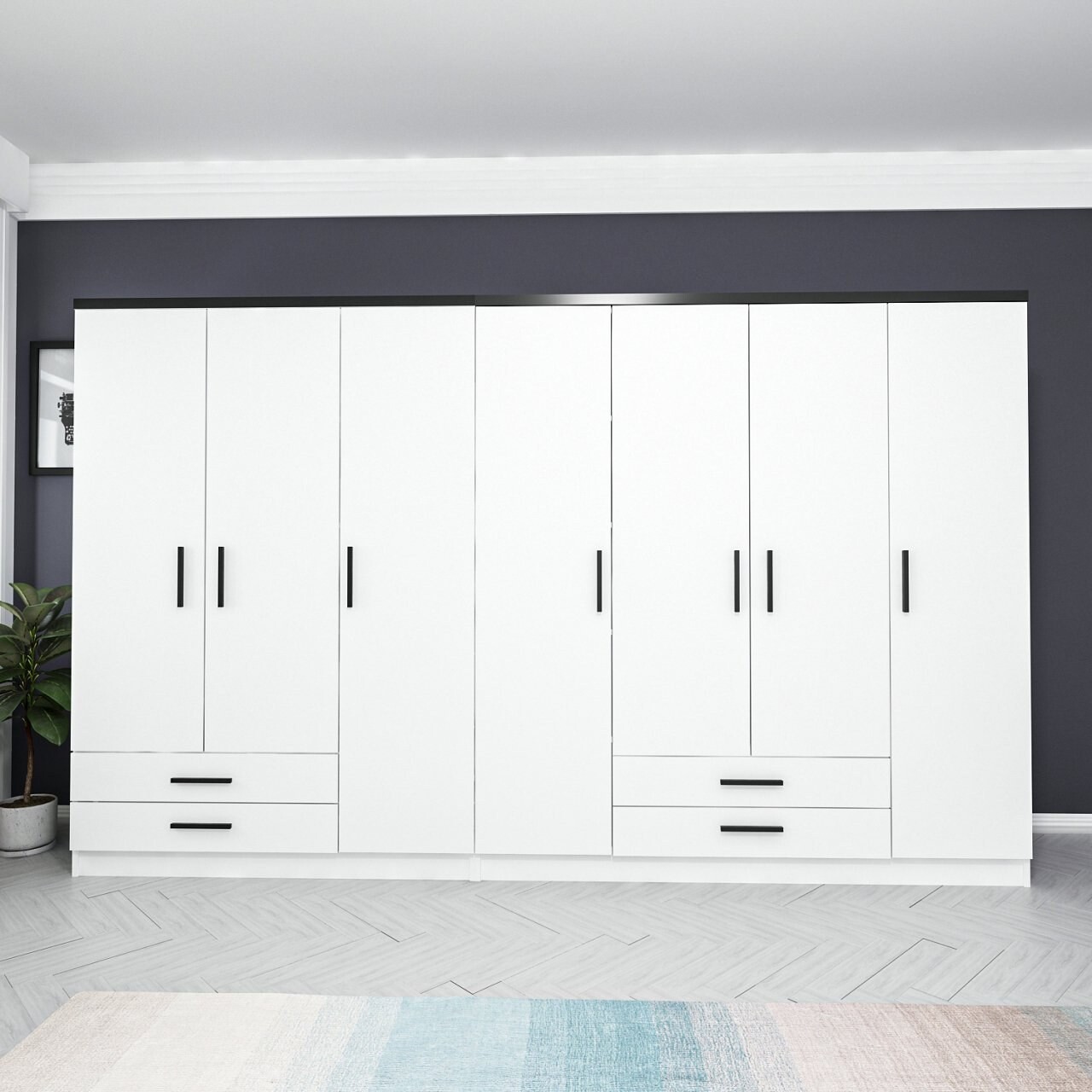 Dulap pentru haine, Minerva, Kale Plus, 315x190x52 cm, PAL, Alb - 1 | YEO