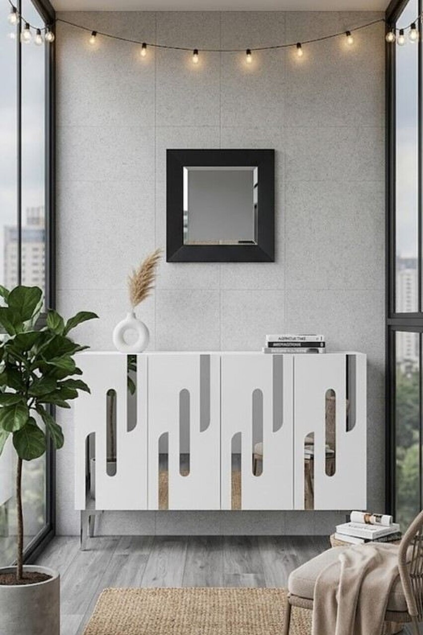 Consola, Hanah Home, Ece 120, 120x75x32 cm, Alb / Argintiu — imaginea 2