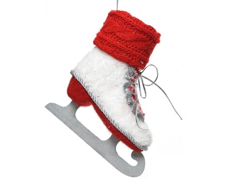 Decoratiune Ice skate, Decoris, 5x12x12.5 cm, rosu/alb
