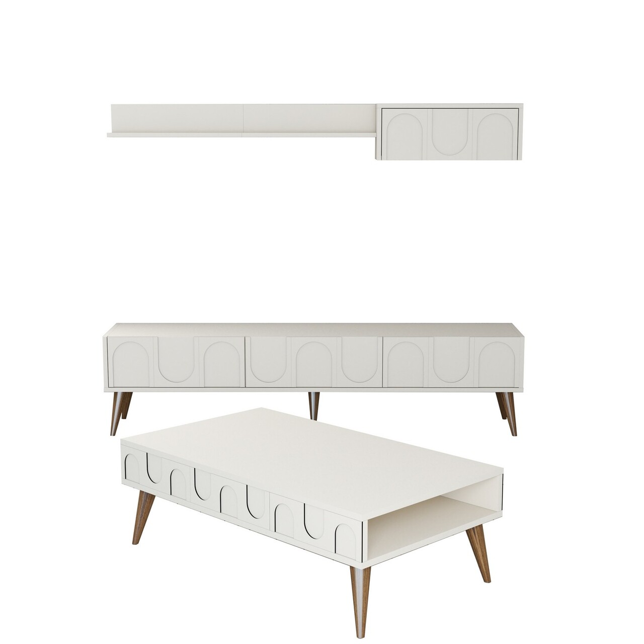 Set mobilier living, Hanah Home, Lyon 3, Crema/Nuca - imagine 4