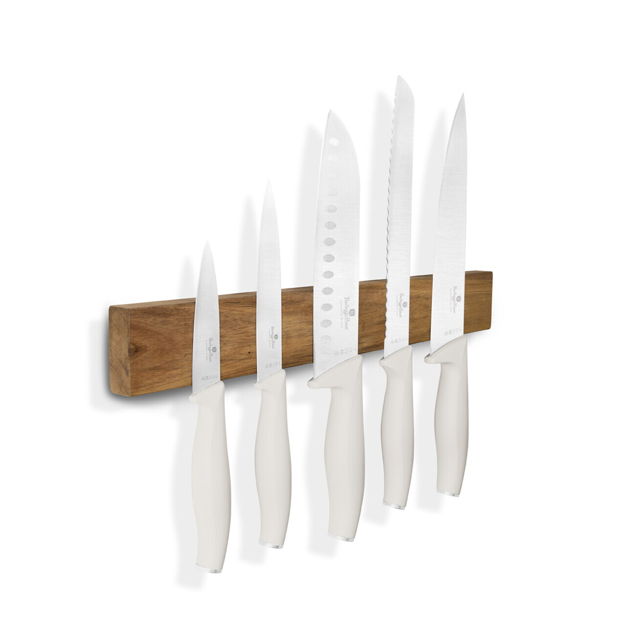 Set 5 cutite cu suport magnetic Berlinger Haus, Sahara, inox/lemn, crem mat/natur - imagine 3