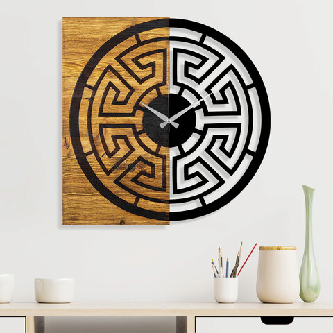 Ceas de perete, Wooden Clock 25, Lemn/metal, Dimensiune: 57 x 3 x 58 cm, Nuc / Negru mezoni.ro