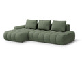 Coltar extensibil stanga 3 locuri, Linz, Cosmopolitan Design, 275x142x84 cm, cotiera dreapta, tesatura structurata, verde oliv inchis