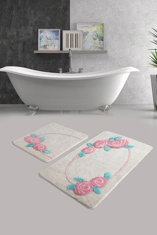 Set covoraș de baie (2 bucăți), chilai, rosalin, fibre acrilice, multicolor